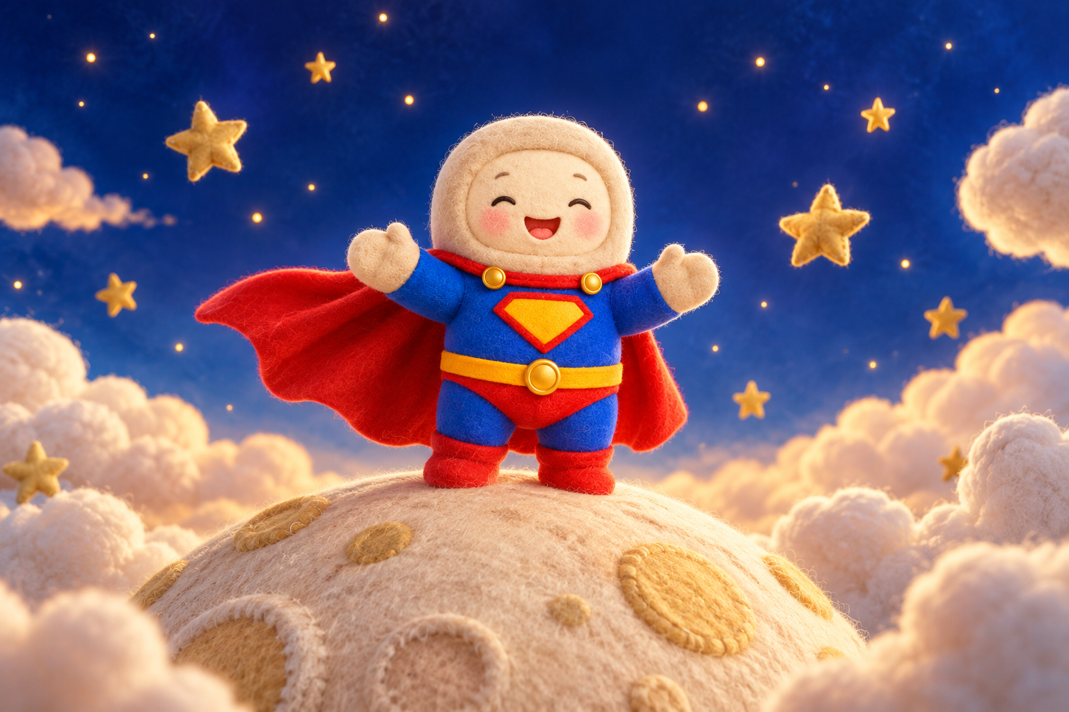 Super Musebook on a soft planet among golden stars